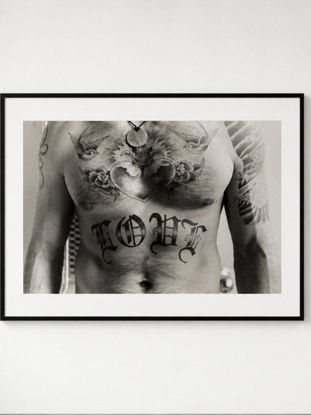 "Love"Tattoo Photograph Fine Art Print Janine Gordon Signed 20x24 B/W Male Torso